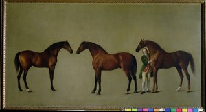 Whistlejacket og to andre hingster med Simon Cobb, brudgommen, 1762